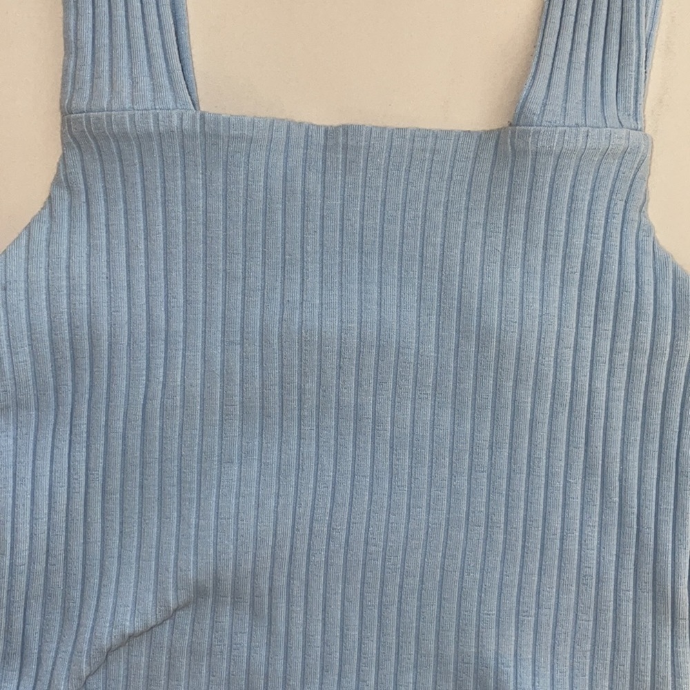 American Eagle Light Blue Wide Rib Crop Top Size S - Picture 2 of 4
